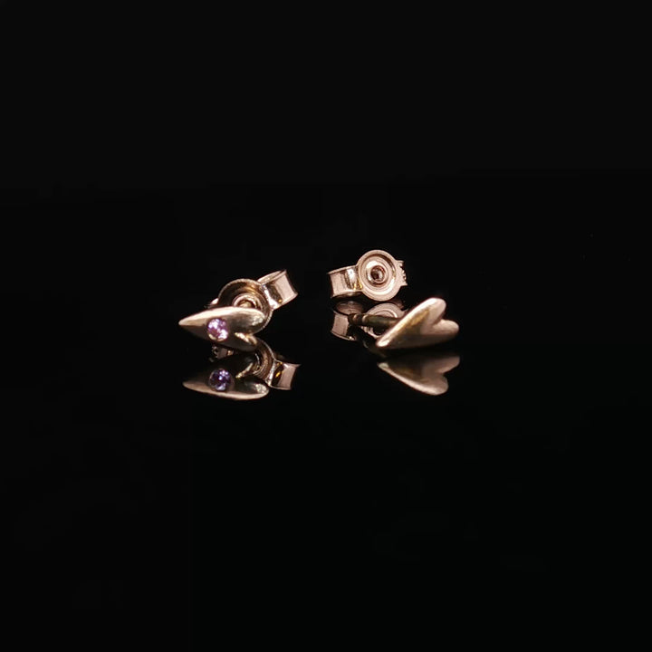 Held by the Heart Studs by Seen by Queen
Handcrafted 14K Gold Heart Earrings with Sapphire