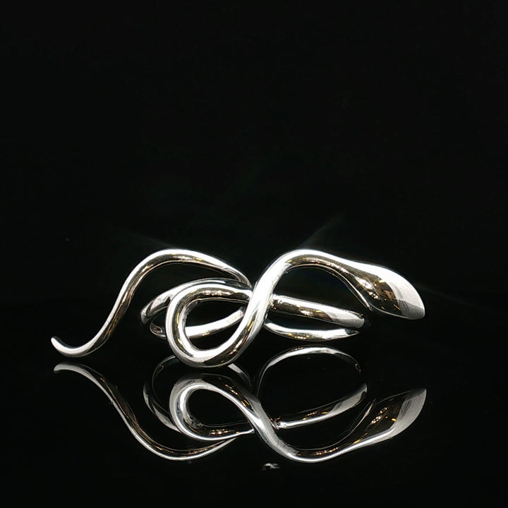 Serpent Echo – Double Snake Ring in Sterling Silver