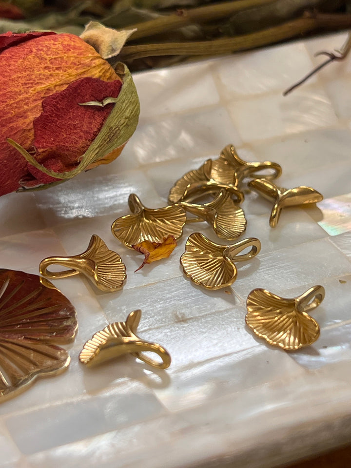 Miniature Gingko leaf goldfilled stainless steel necklace