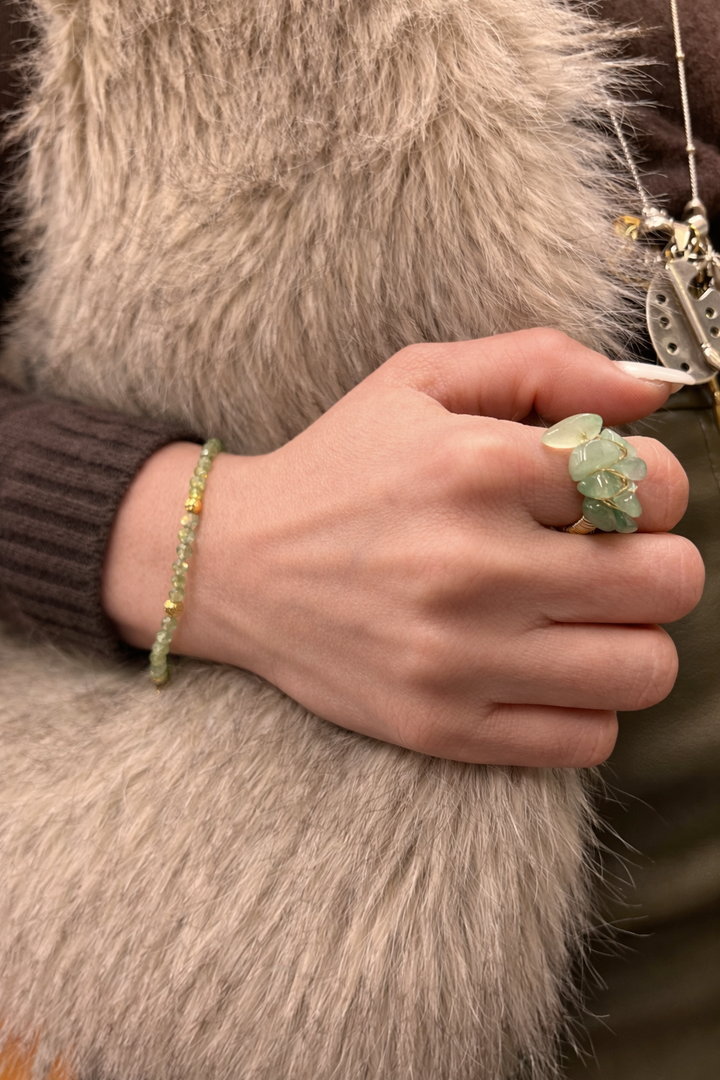 Natural Green Epidote Bracelet – Handmade Healing Stone Jewelry | Growth, Abundance & Emotional Balance