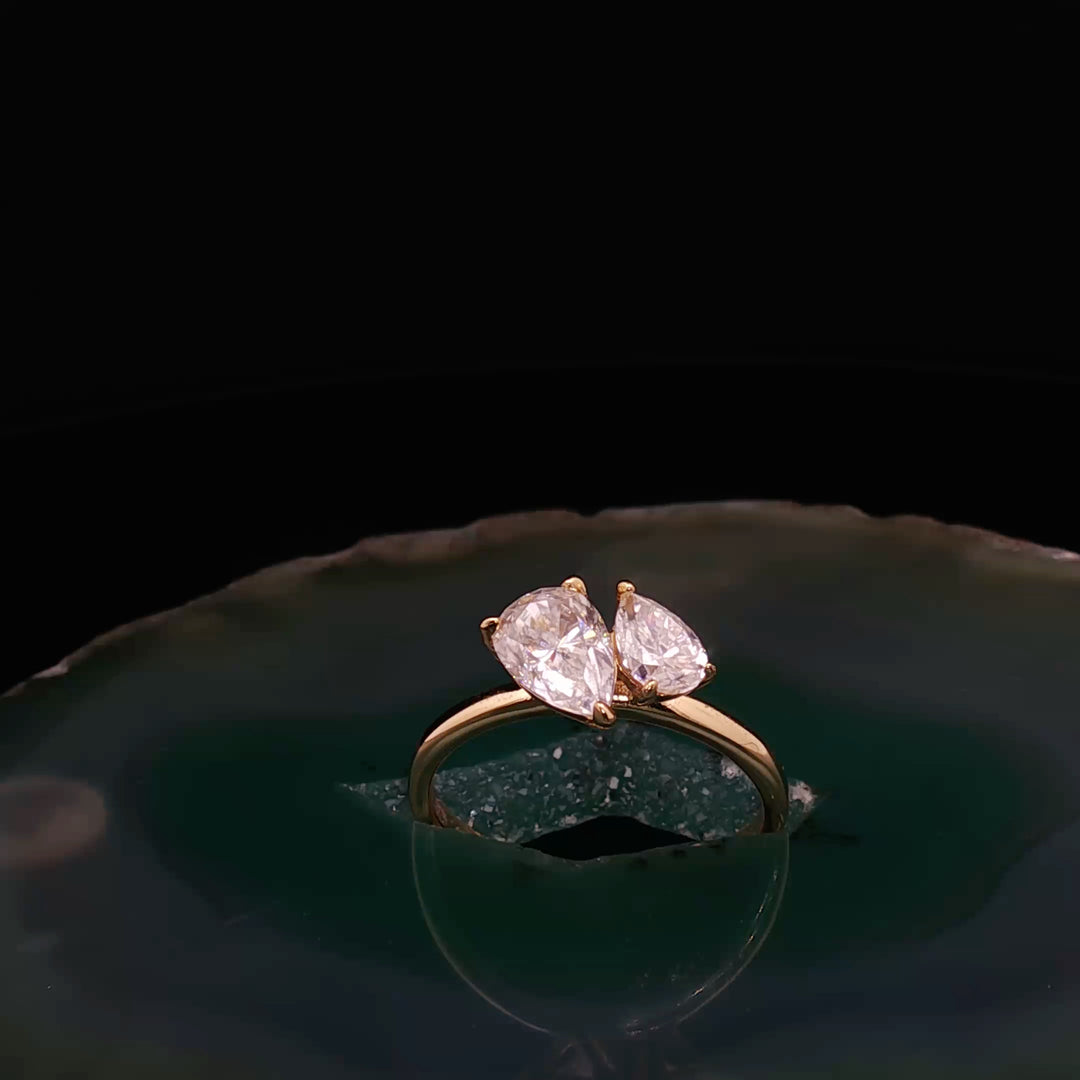 Twin Pear Moissanite Ring – Custom Engagement & Wedding Ring | Gold, Silver & Lab grown Diamond  & Gemstone