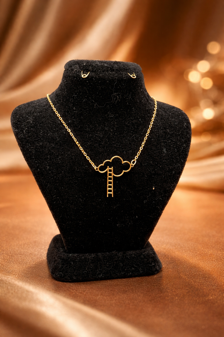 Sky Ladder Cloud Necklace – A delicate symbol of dreams, hope and quiet ambition. Minimal Gold Filled Stainless Steel