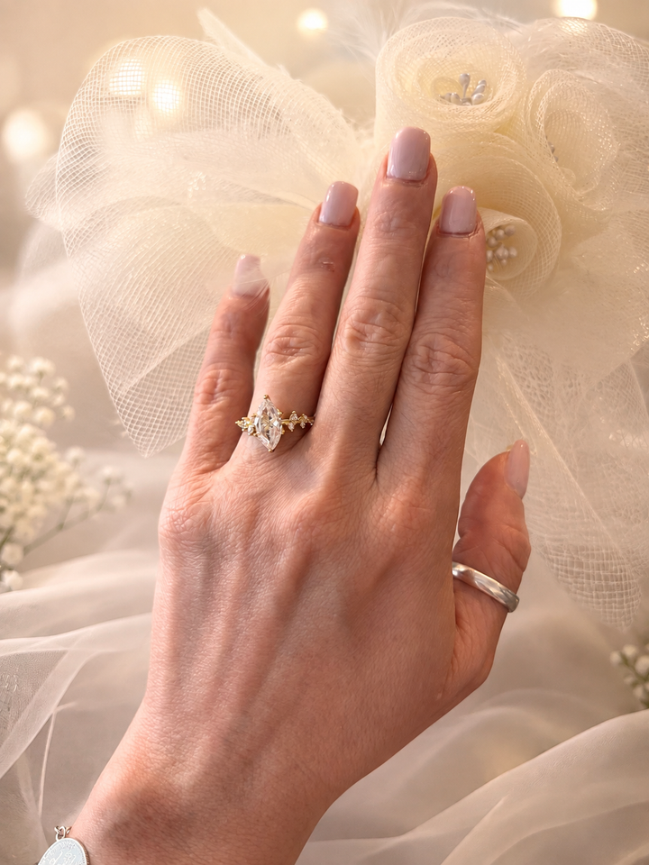 Light Between Us | Cubic Zirconia Engagement Ring in Gold-Plated Sterling Silver