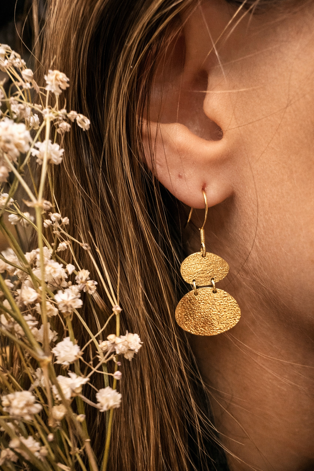 Saffron Sun – Handmade Brass Gold-Plated Earrings