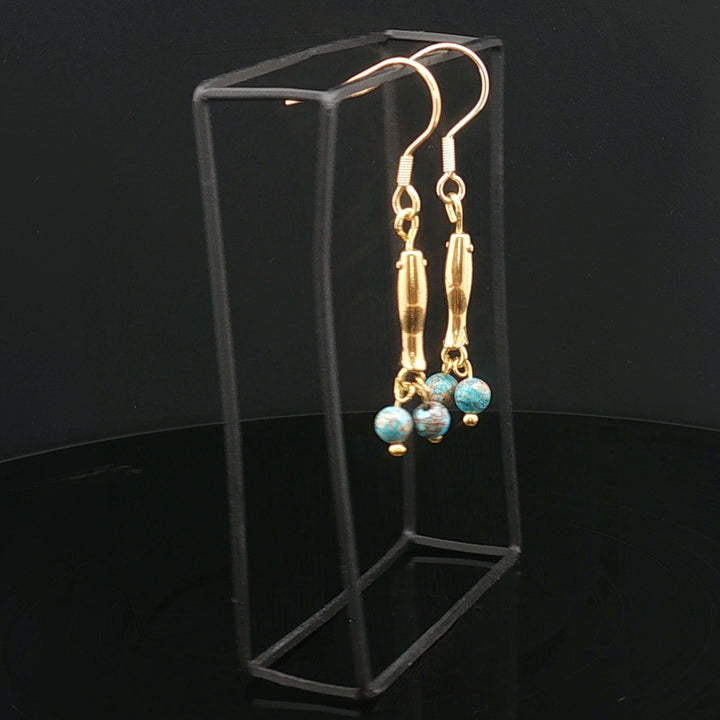Golden Fish Earrings – Stainless Steel Gold PVD | African Turquoise
