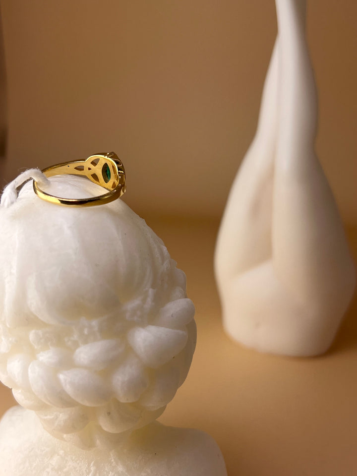 Emerald Whisper – Gold-Plated Silver Engagement Ring
