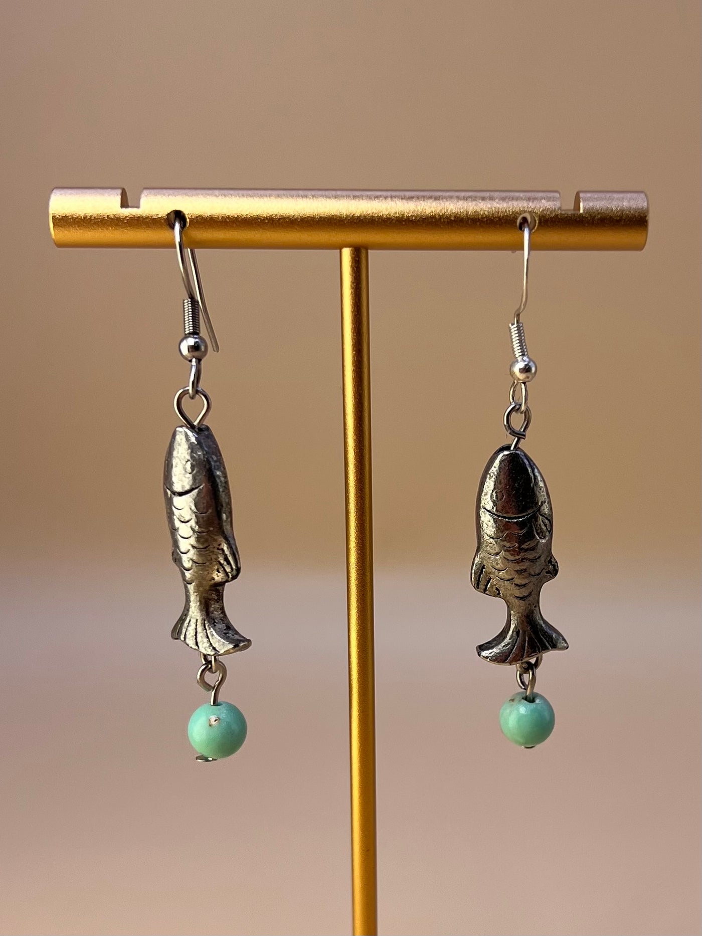 Flow of Fortune – Fish & Turquoise Earrings