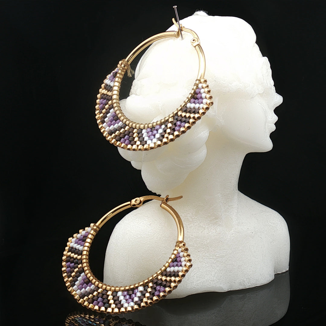 Aurora Persian Hoop Earrings – Miyuki Beads | Handmade Iranian Jewelry