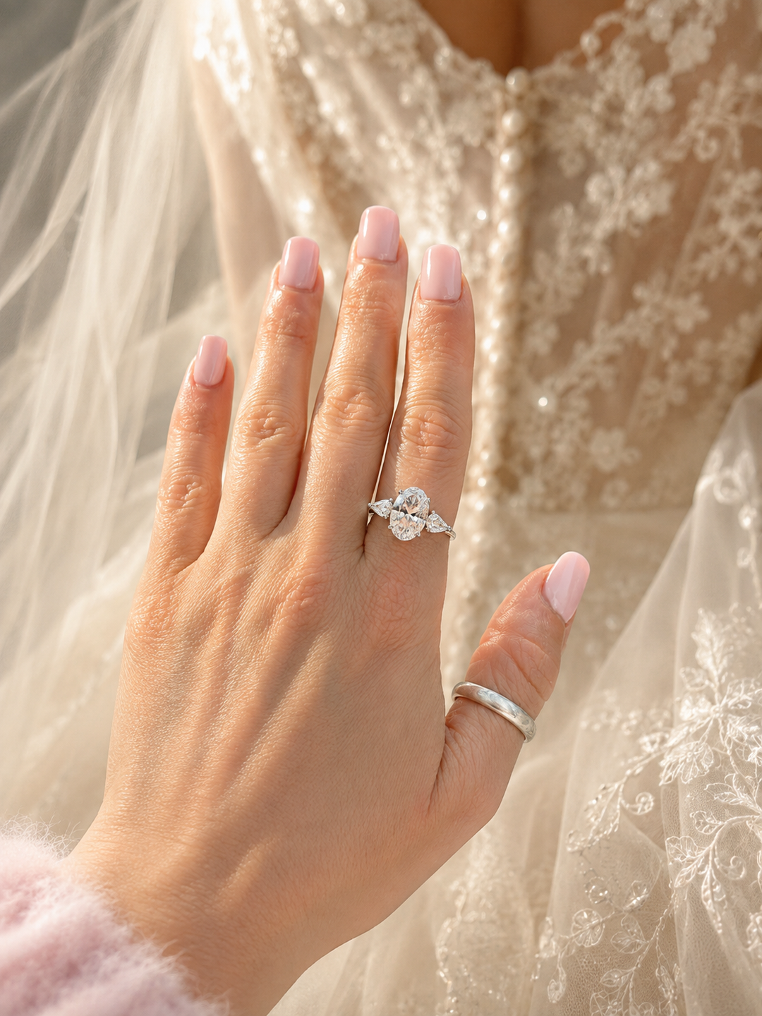 Held in Light |Oval Cubic Zirconia Engagement Ring in 925 Sterling Silver
