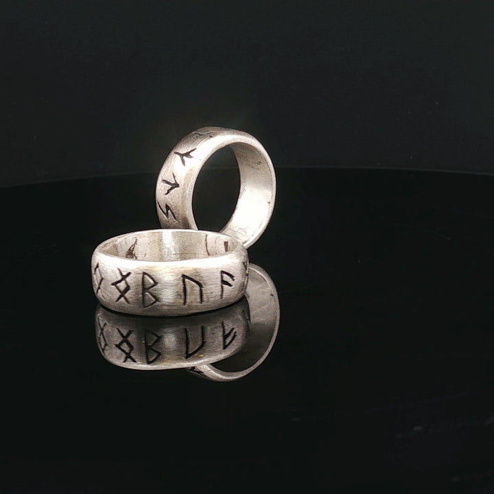Runes of the North — Viking Power Ring (Handmade 925 Matt Silver)