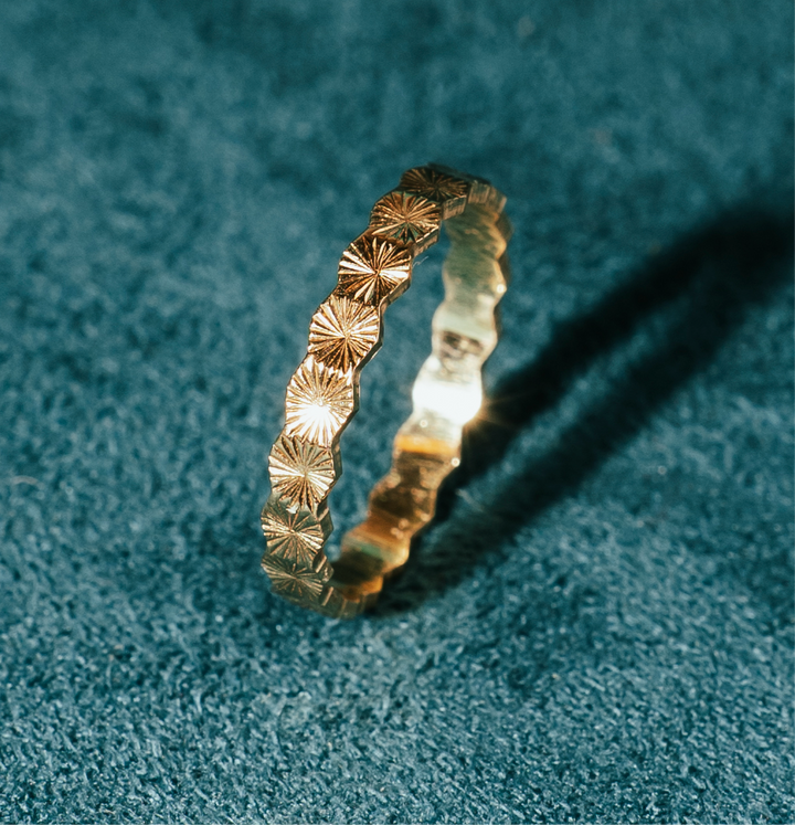 18k Gold premium handcrafted minimal one of a kind design engagement ring