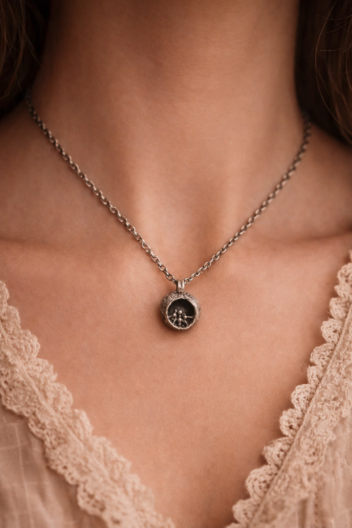 Nordic Seed – Vintage Silver Pendant A small vessel of silver — holding the quiet strength of the North
