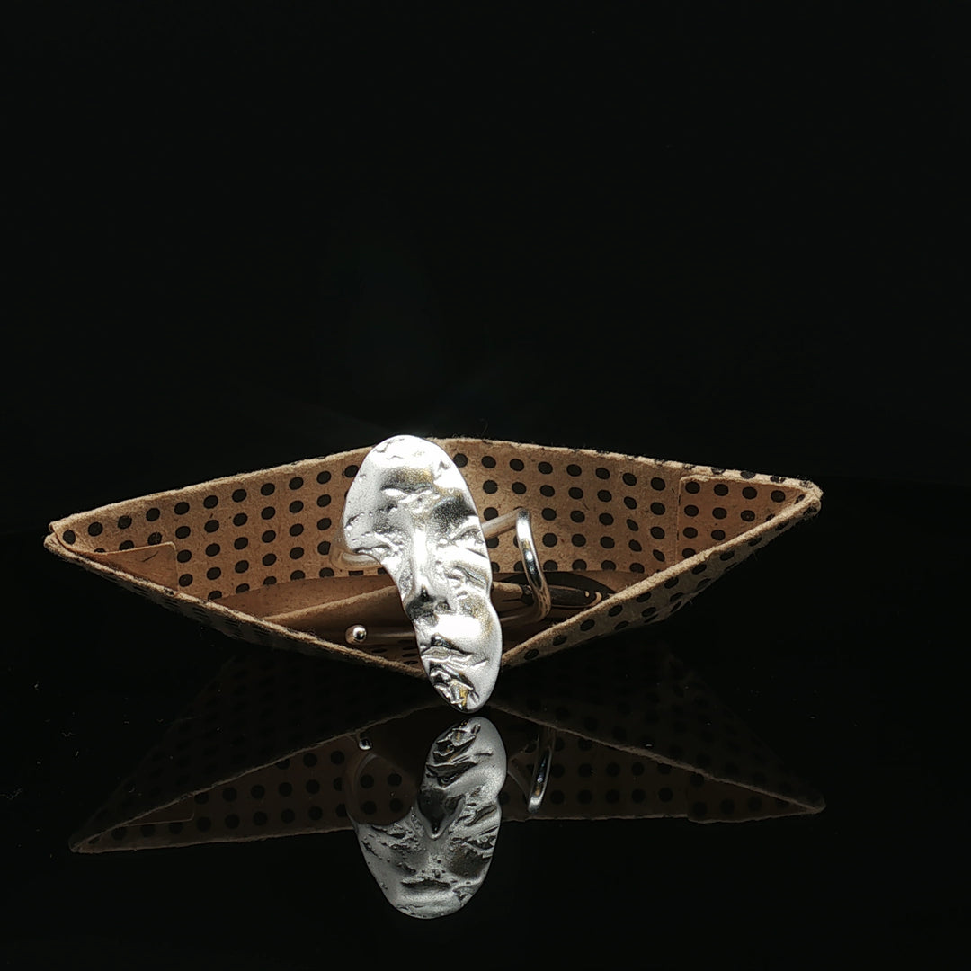 Abstract Face Ring – Handmade 925 Silver Adjustable Art Ring | One-of-a-Kind Sculptural Jewelry