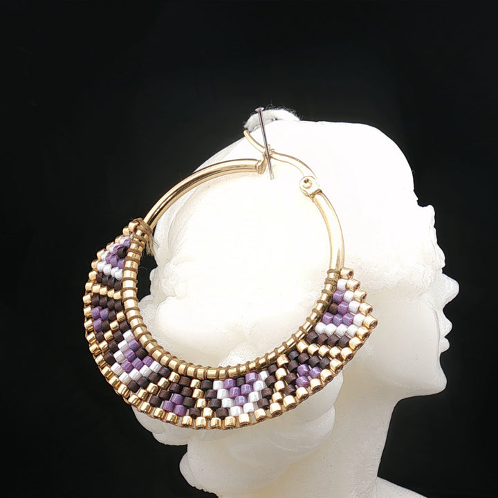 Aurora Persian Hoop Earrings – Miyuki Beads | Handmade Iranian Jewelry