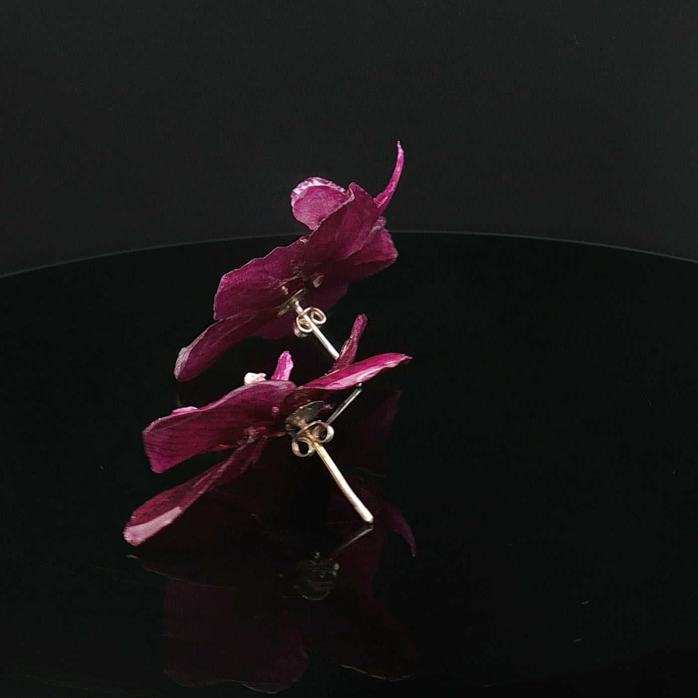Blossom in Flame – Miniature Orchid Art Earrings