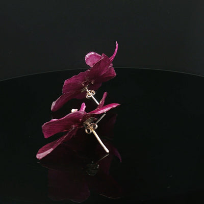 Blossom in Flame – Miniature Orchid Art Earrings