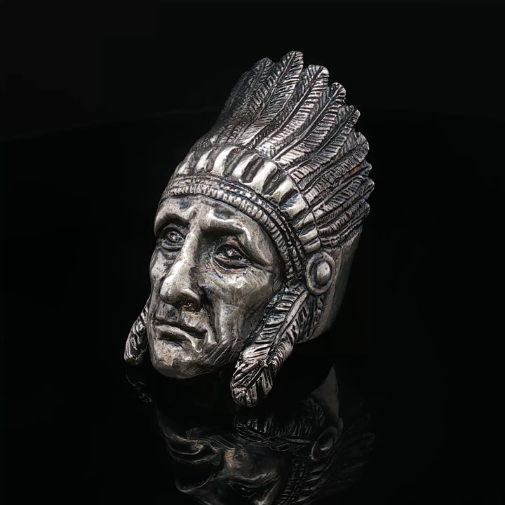Native American / Indigenous Chief – Sculptural Silver Ring