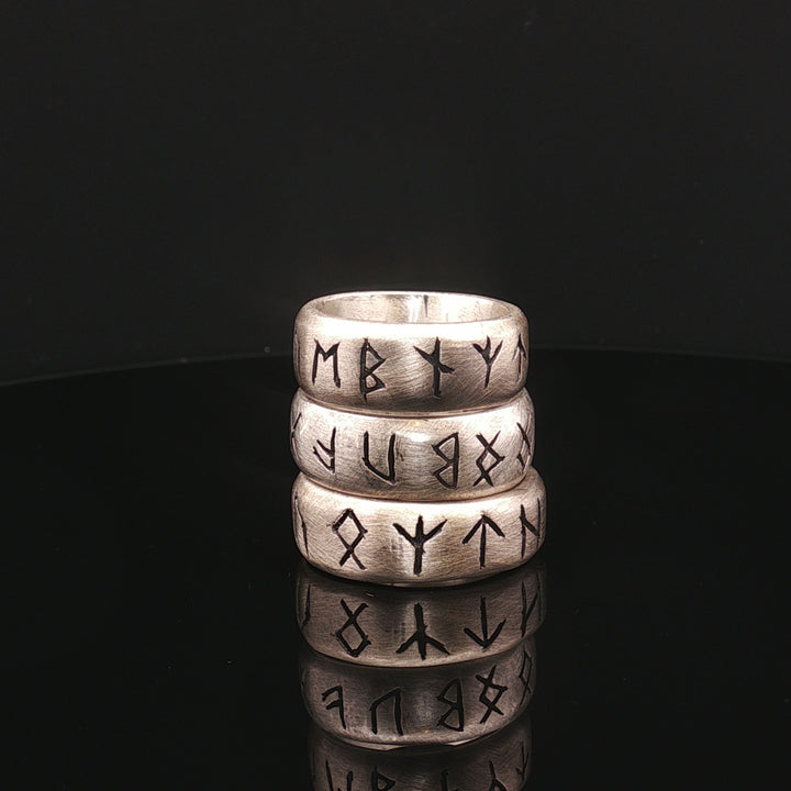 Runes of the North — Viking Power Ring (Handmade 925 Matt Silver)