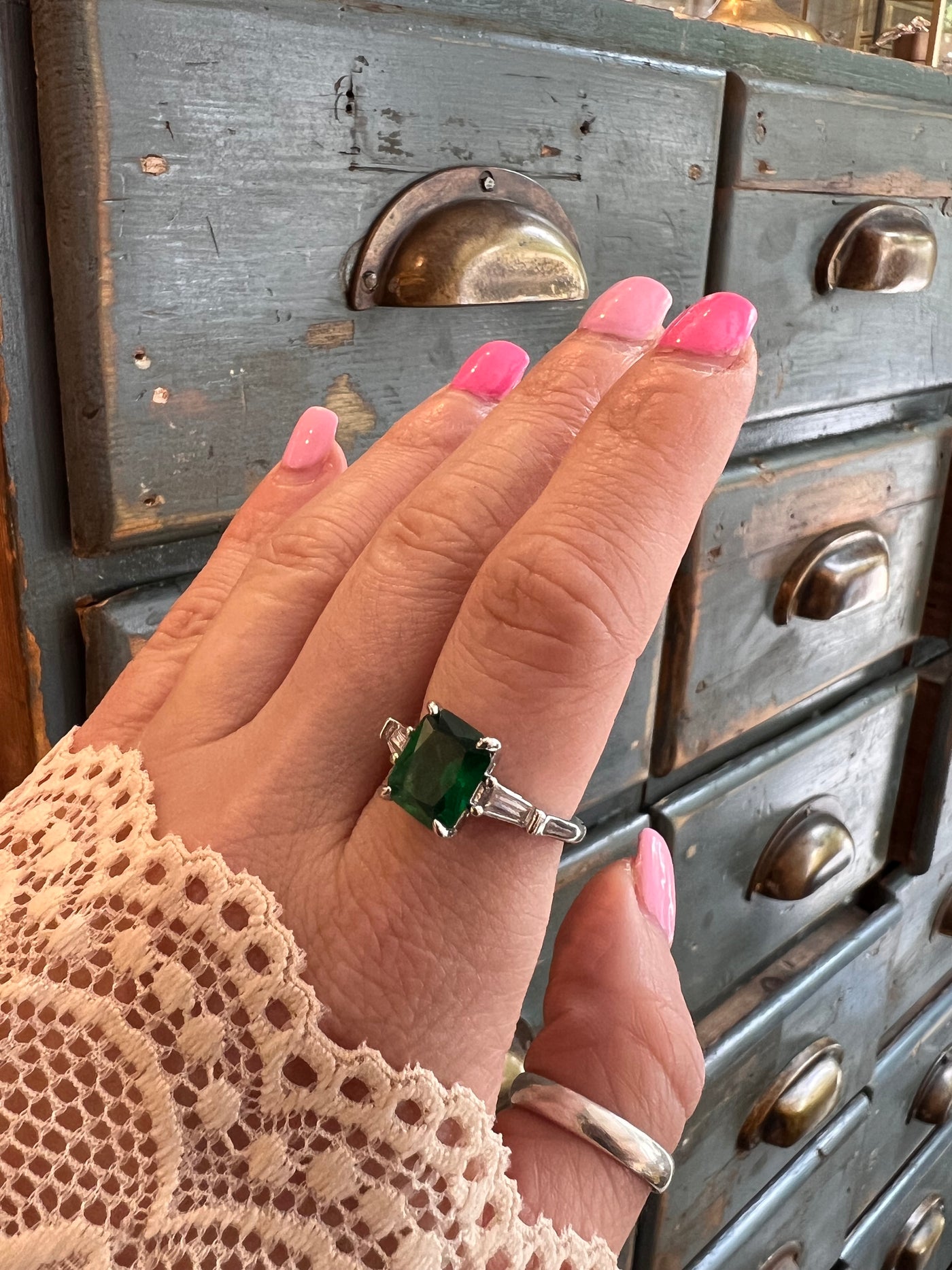 Emerald Dream – Deep Green Crystal Ring (Size 54 | Customisable )