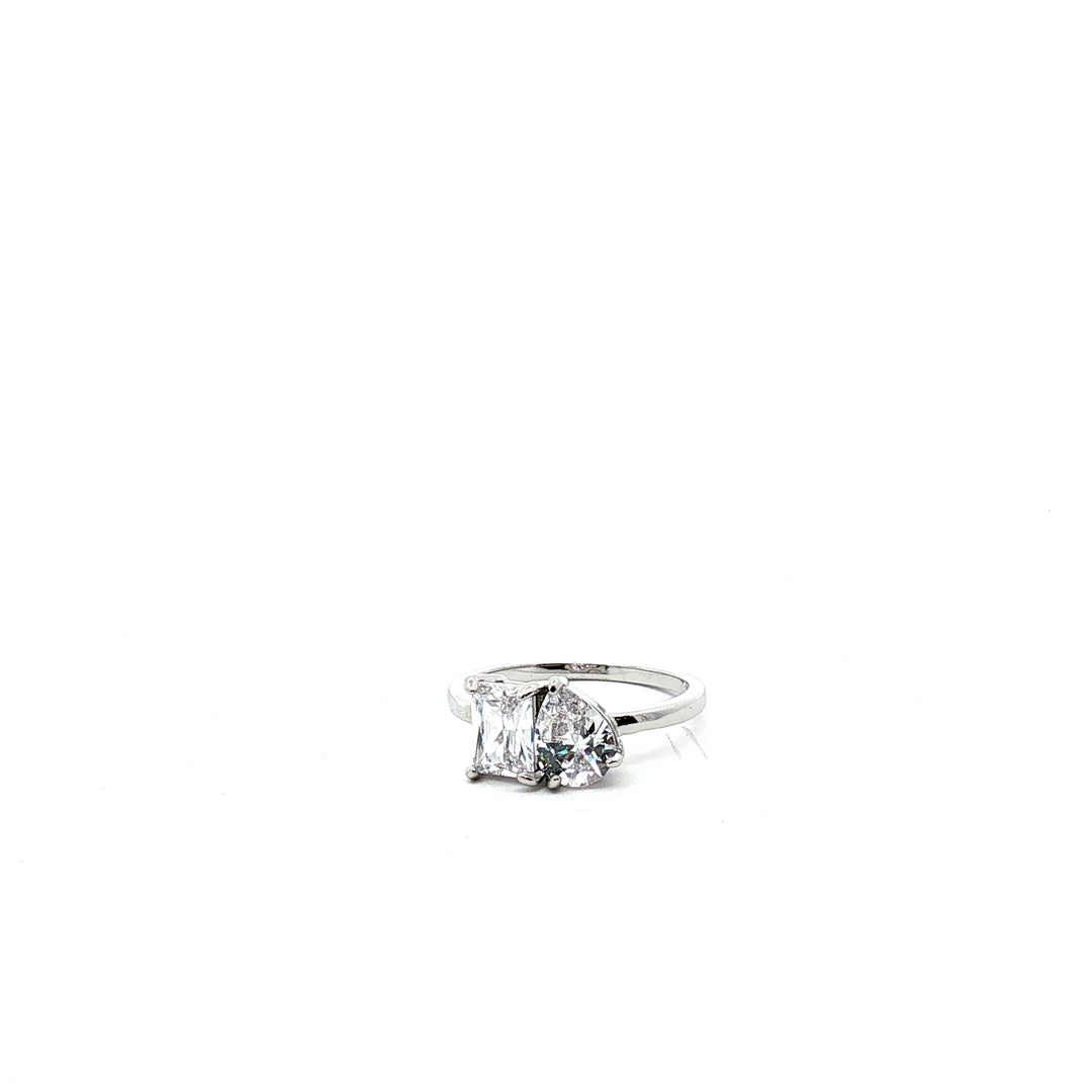 Sacred Balance |Two-Stone Cubic Zirconia Engagement Ring in Sterling Silver
