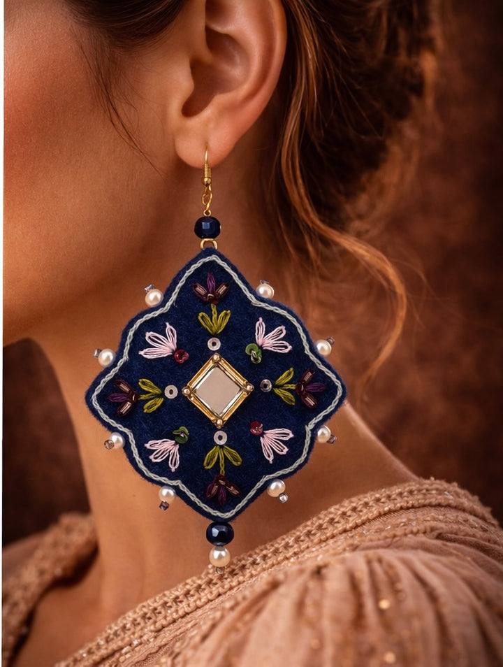 Toranj Heritage Earrings – Iranian Handcrafted Felt Embroidery