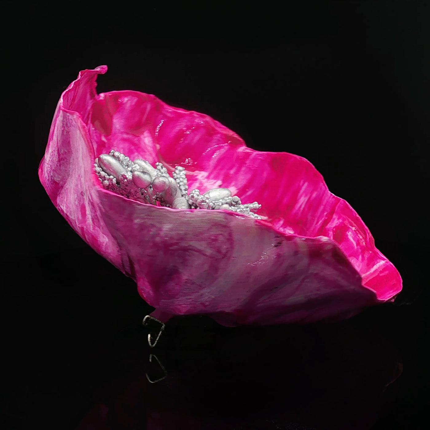 Crimson Bloom– Papier-Mâché Brooch | Recycled Paper Wearable Art