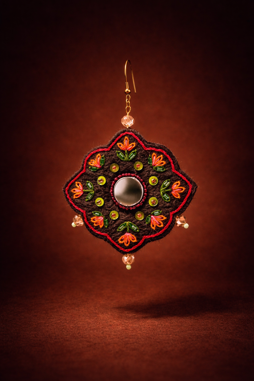 Toranj Heritage Earrings – Iranian Handcrafted Felt Embroidery