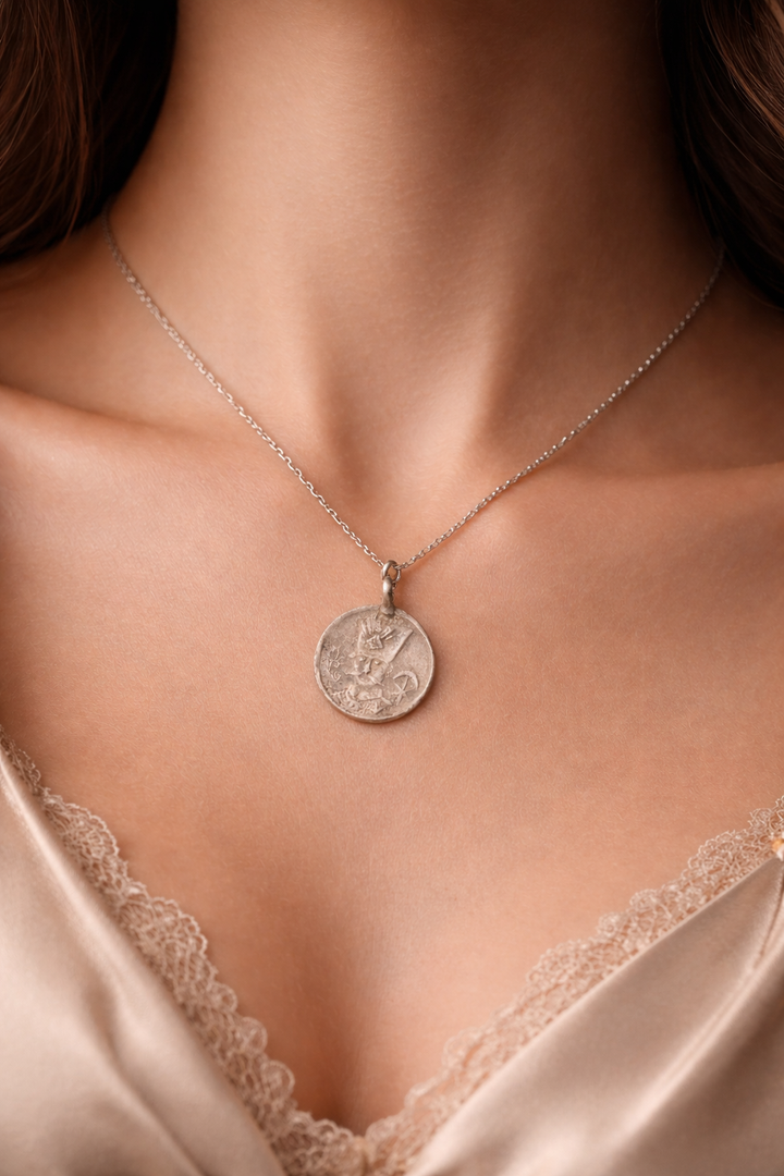 Ottoman Crescent Coin Necklace – Sterling Silver Vintage Pendant