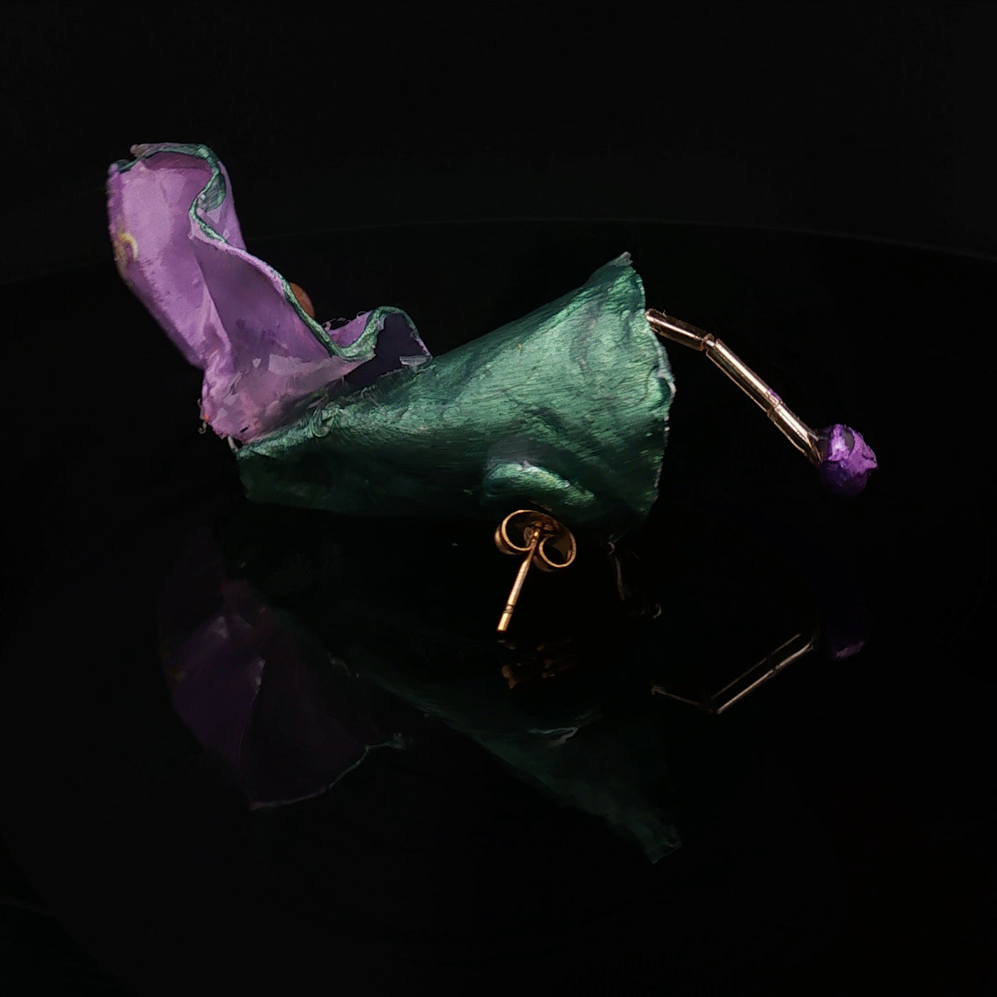 Violet Whisper– Papier-Mâché Earrings | Recycled Paper Wearable Art