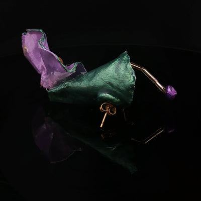 Violet Whisper– Papier-Mâché Earrings | Recycled Paper Wearable Art