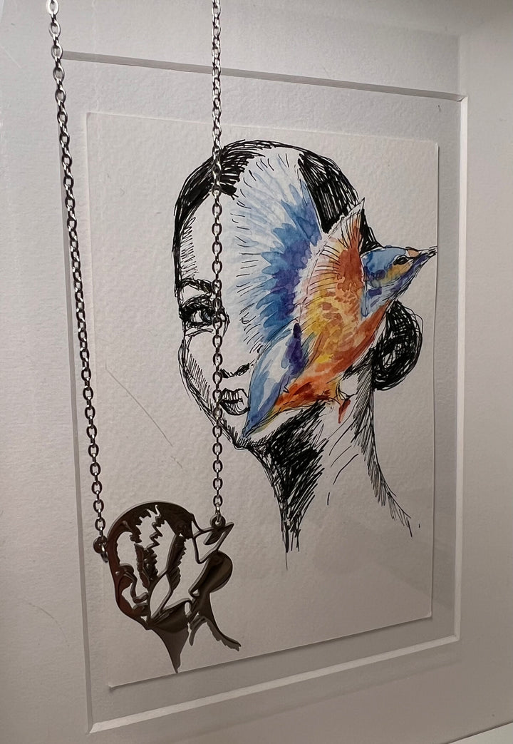 Maral original Drawing Necklace Woman vulnerable collection