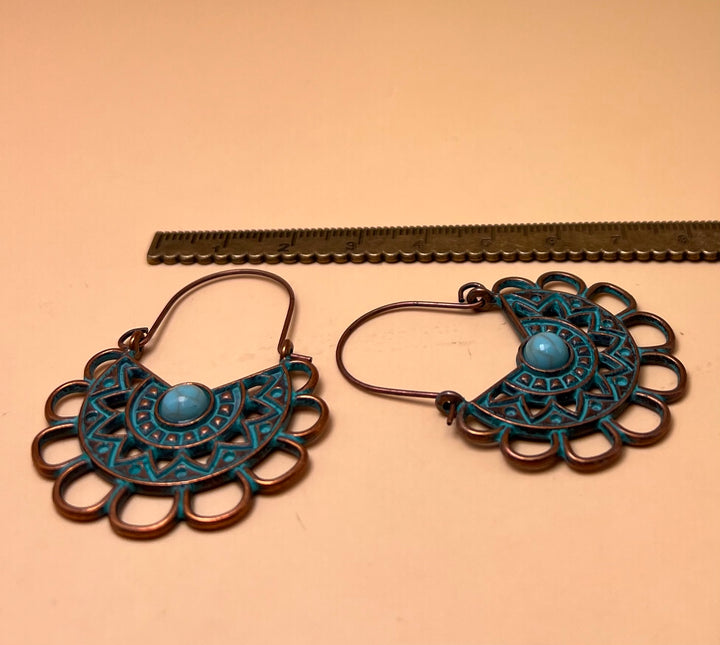Sacred Bloom – Bohemian Turquoise Earrings