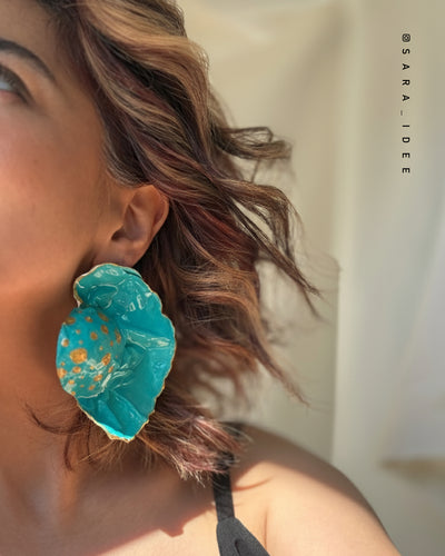 Blue Whisper– Papier-Mâché Statement Earrings | Sustainable Wearable Art