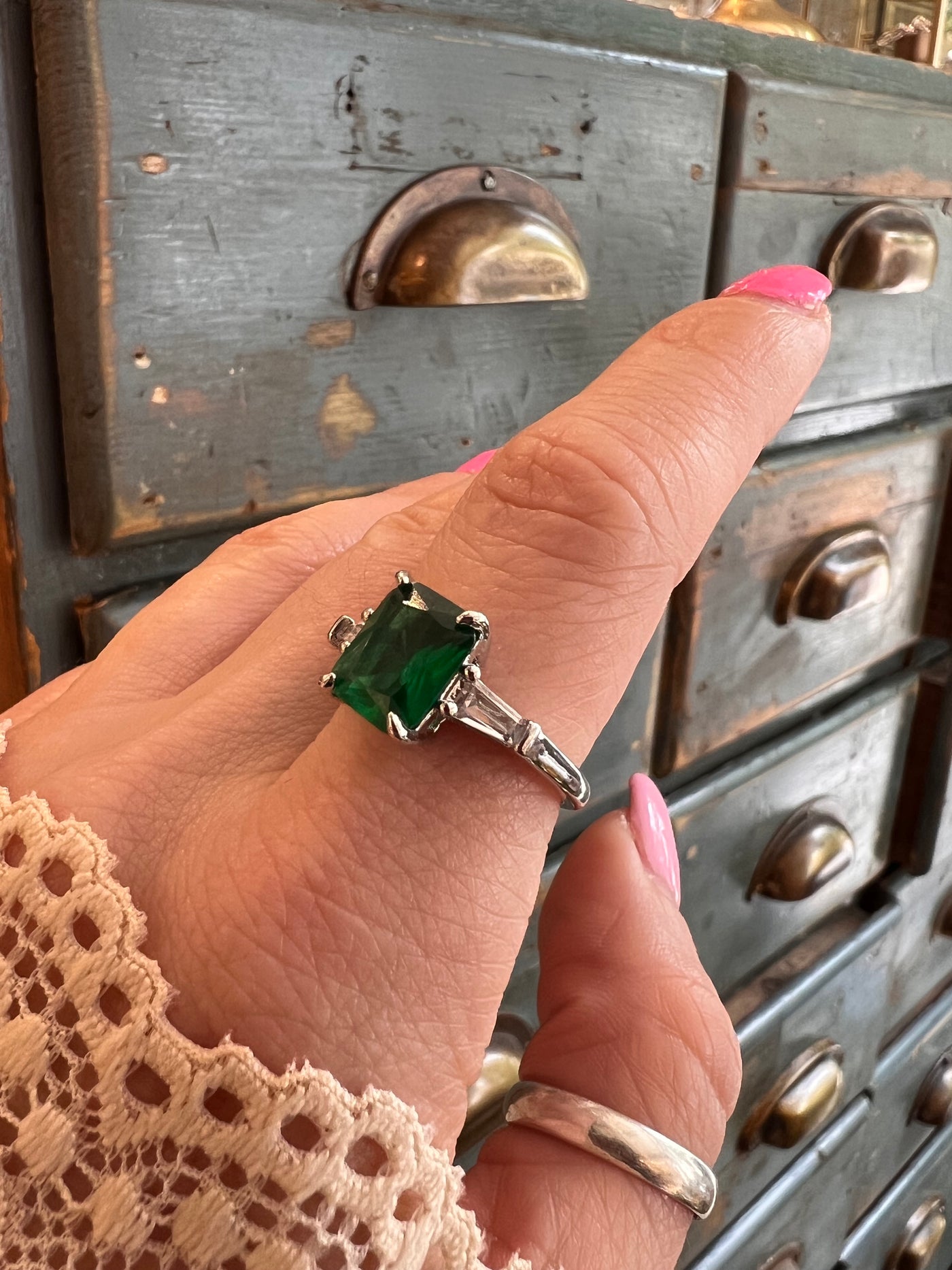 Emerald Dream – Deep Green Crystal Ring (Size 54 | Customisable )