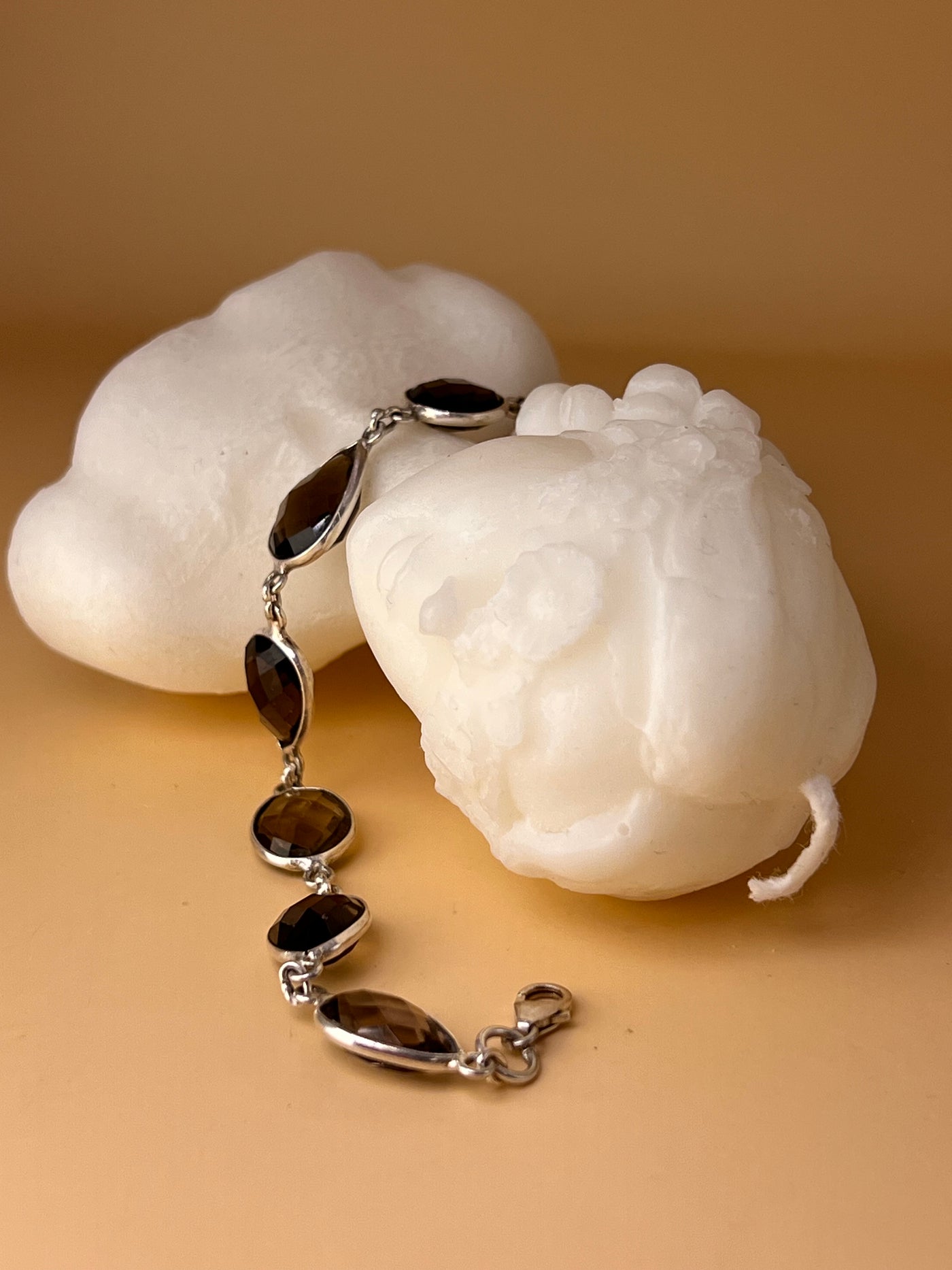 Smoky Quartz Elegance – Sterling Silver Bracelet