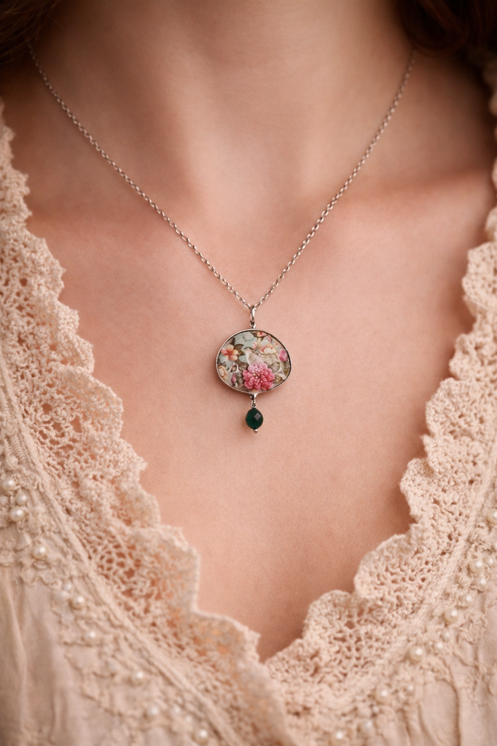 Whispers Beneath the Blossoms| Handmade Iranian earring & necklace