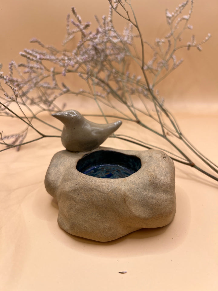 Bird love handcrafted ceramic candle Jewelry display display size 10x7x6 cm