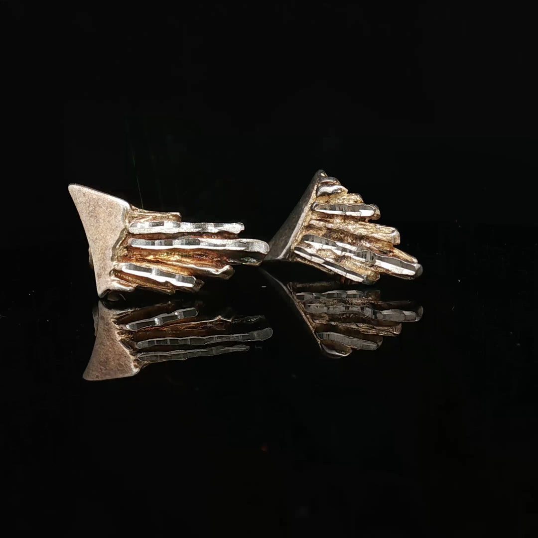 “Arctic Strata” – Norwegian Sculptural Silver Earrings|Vinatge collection