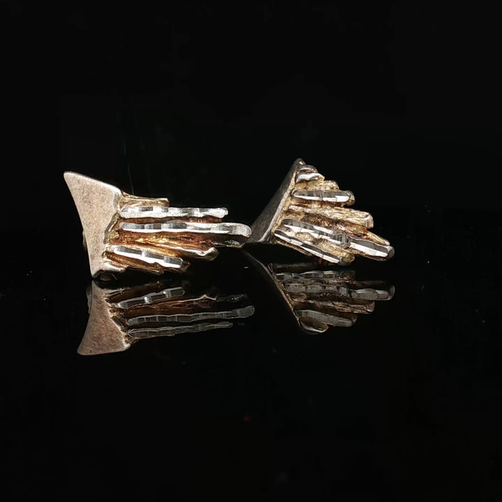 “Arctic Strata” – Norwegian Sculptural Silver Earrings|Vinatge collection