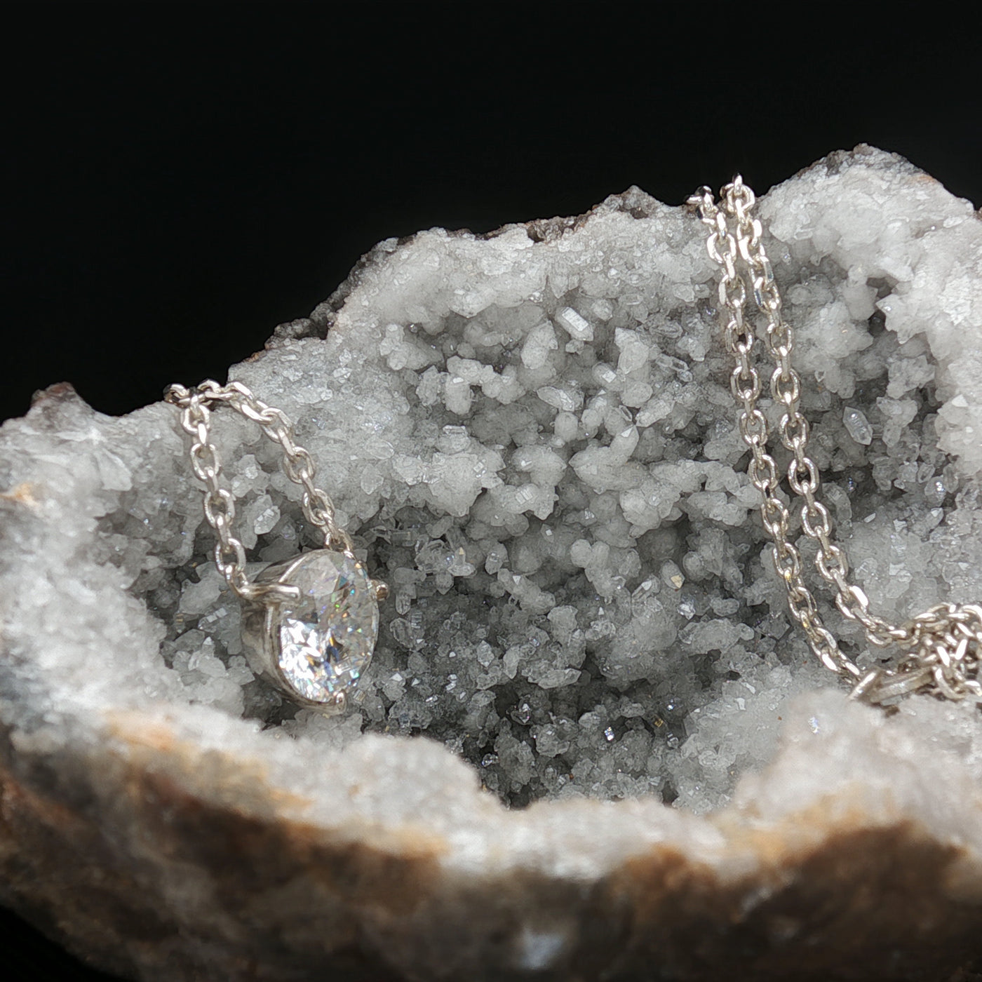 Brilliant Moissanite Minimal Necklace — Scandinavian Elegant Design