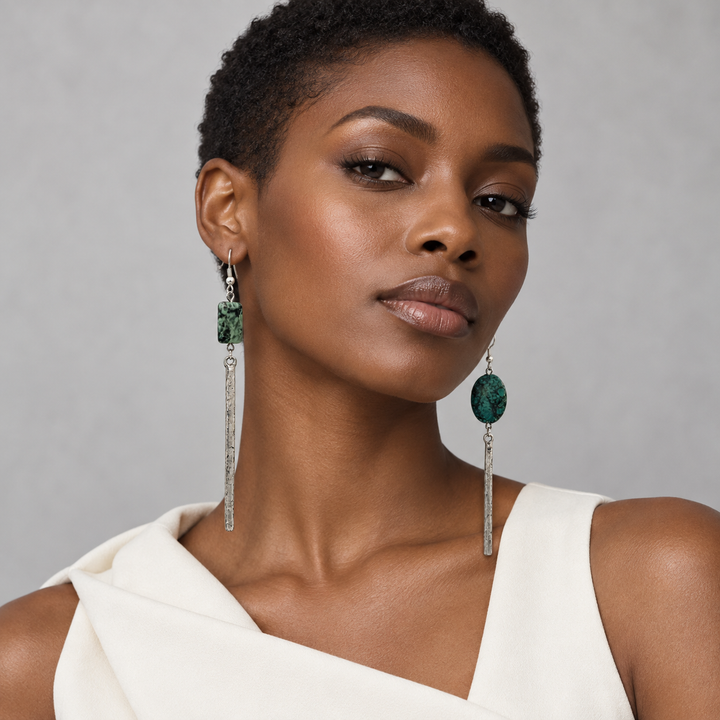 Untamed Balance – Long Asymmetrical Turquoise Earrings