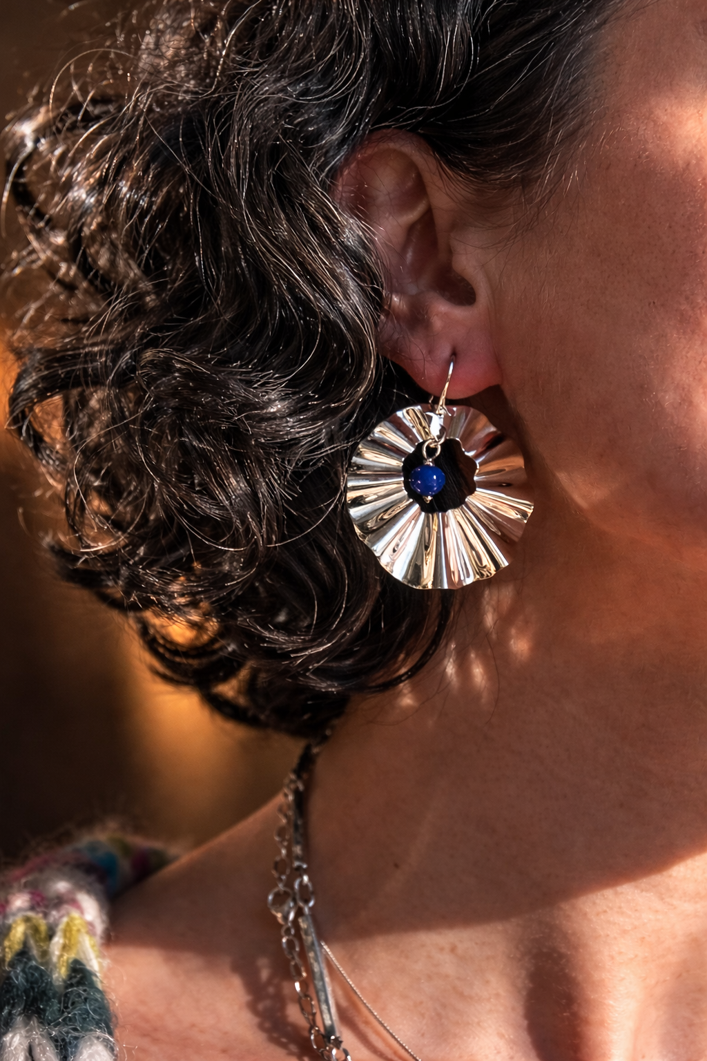 Parto – Lapis Lazuli Sunlight Art Earrings in Sterling Silver 925