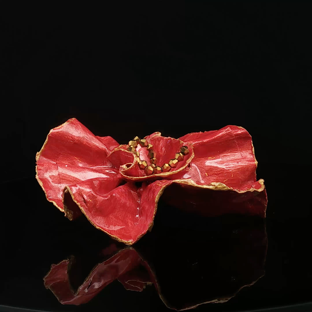 Scarlet Flame” – Papier-Mâché Earrings | Recycled Paper Wearable Art