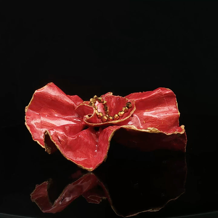 Scarlet Flame” – Papier-Mâché Earrings | Recycled Paper Wearable Art