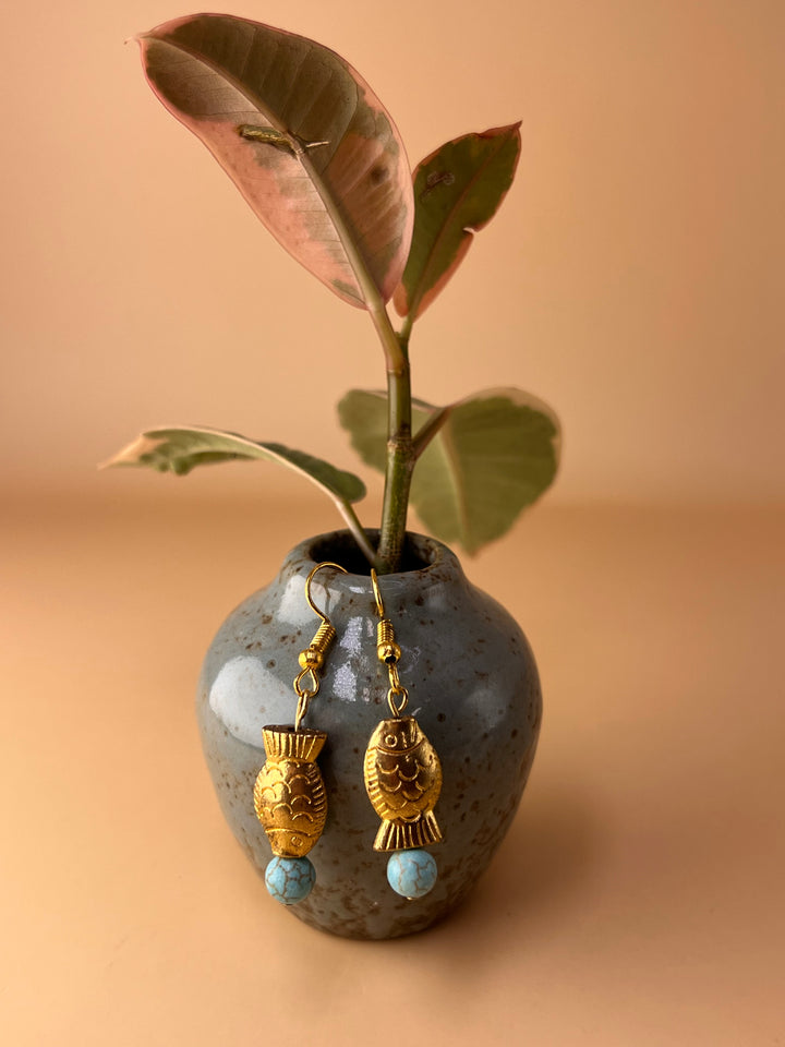 Golden fish Turquoise Earrings