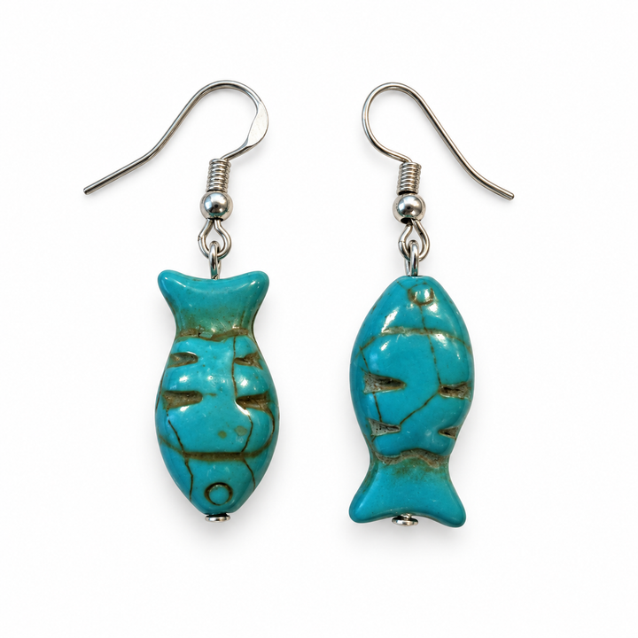 Follow Your Current – Turquoise Fish Earrings