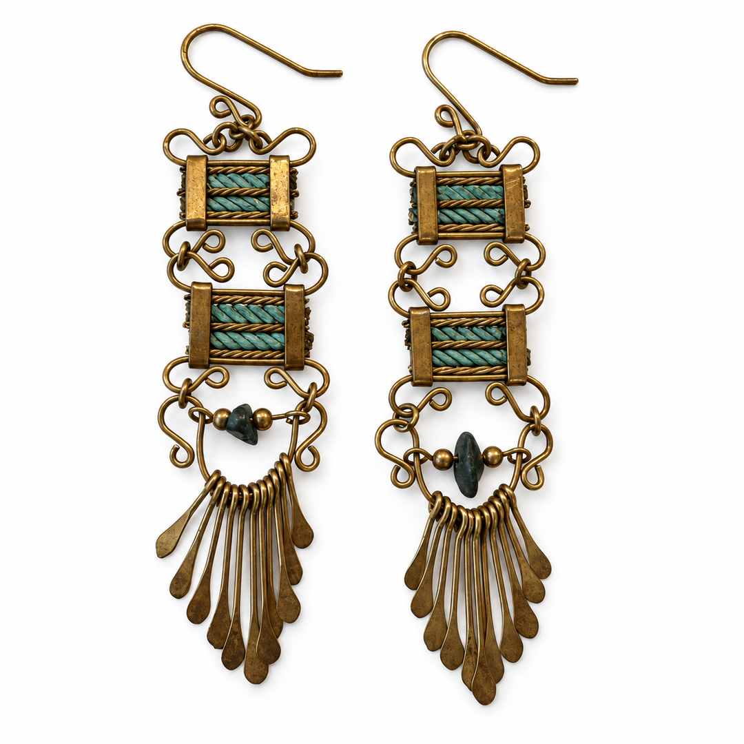 Threads of Mexico City – Handmade Brass Statement Earrings