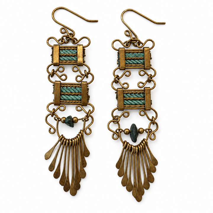 Threads of Mexico City – Handmade Brass Statement Earrings