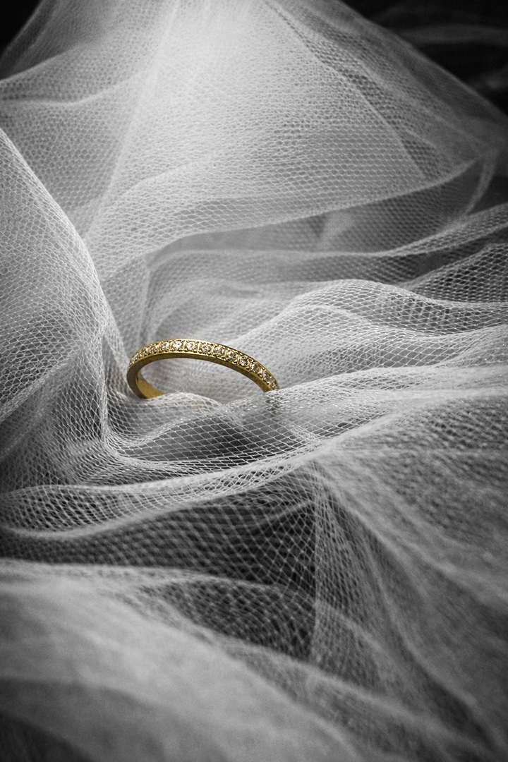 Minimalist Eternity Engagement Bands – Zirconia Pavé in Gold & Silver Finish