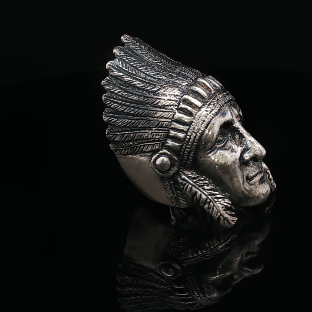 Native American / Indigenous Chief – Sculptural Silver Ring